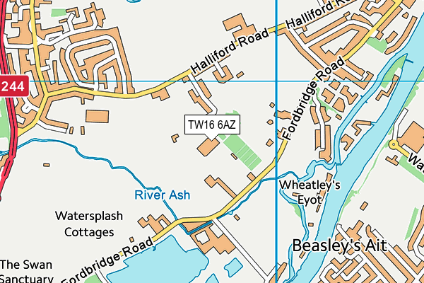 TW16 6AZ map - OS VectorMap District (Ordnance Survey)