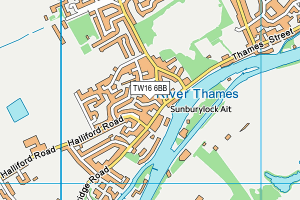 TW16 6BB map - OS VectorMap District (Ordnance Survey)