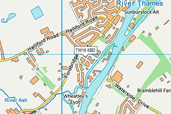 TW16 6BD map - OS VectorMap District (Ordnance Survey)