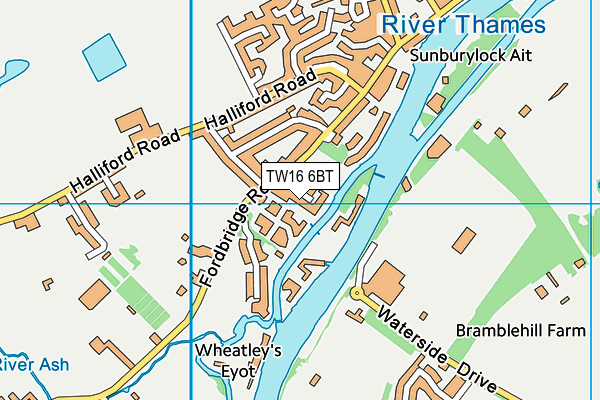 TW16 6BT map - OS VectorMap District (Ordnance Survey)