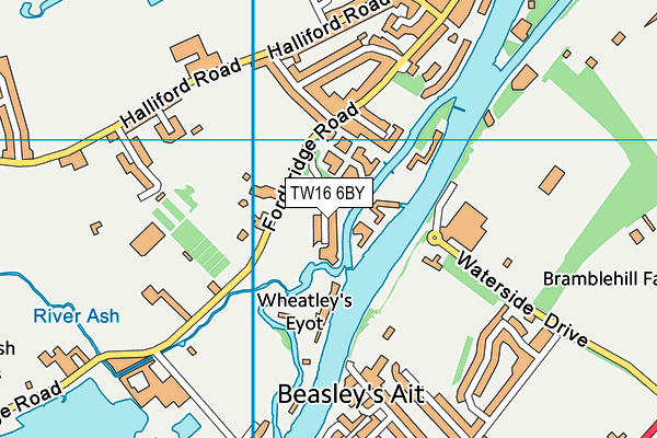 TW16 6BY map - OS VectorMap District (Ordnance Survey)