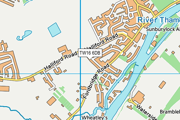 TW16 6DB map - OS VectorMap District (Ordnance Survey)