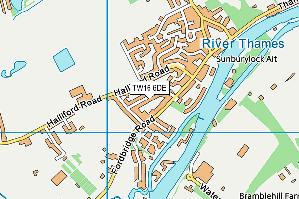 TW16 6DE map - OS VectorMap District (Ordnance Survey)