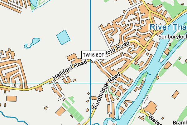 TW16 6DF map - OS VectorMap District (Ordnance Survey)