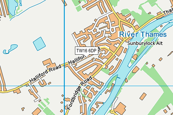 TW16 6DP map - OS VectorMap District (Ordnance Survey)