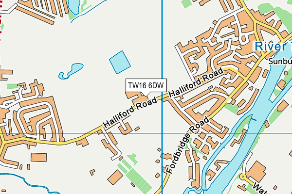 TW16 6DW map - OS VectorMap District (Ordnance Survey)