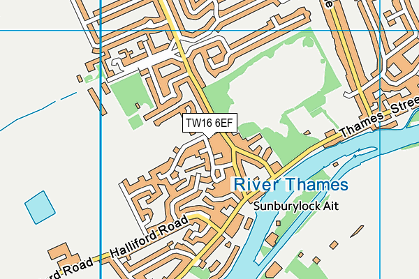 TW16 6EF map - OS VectorMap District (Ordnance Survey)
