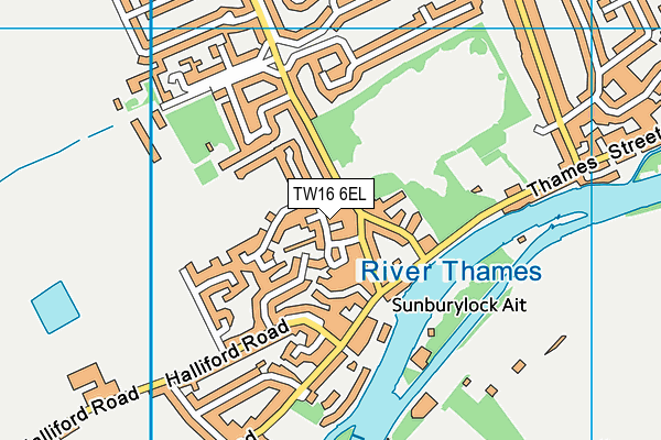TW16 6EL map - OS VectorMap District (Ordnance Survey)
