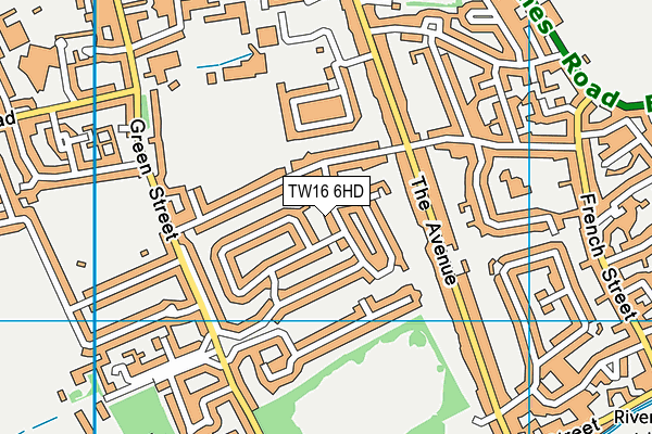 TW16 6HD map - OS VectorMap District (Ordnance Survey)