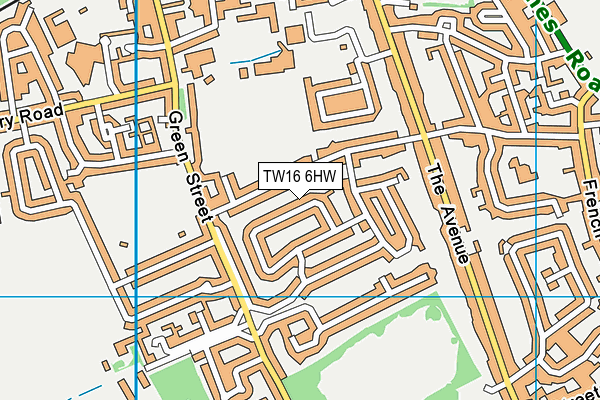 TW16 6HW map - OS VectorMap District (Ordnance Survey)