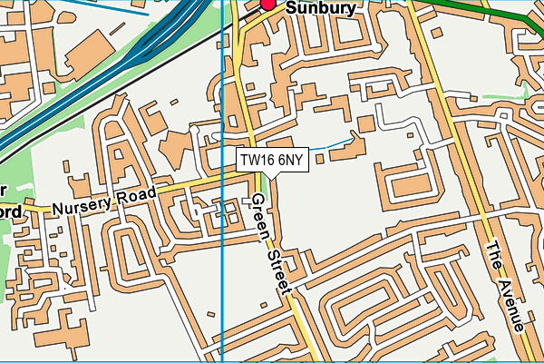 TW16 6NY map - OS VectorMap District (Ordnance Survey)
