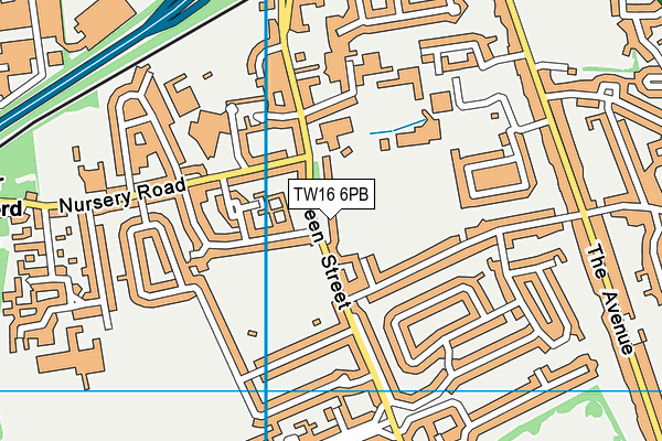 TW16 6PB map - OS VectorMap District (Ordnance Survey)