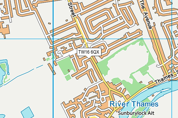 TW16 6QX map - OS VectorMap District (Ordnance Survey)