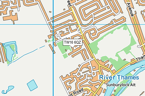 TW16 6QZ map - OS VectorMap District (Ordnance Survey)