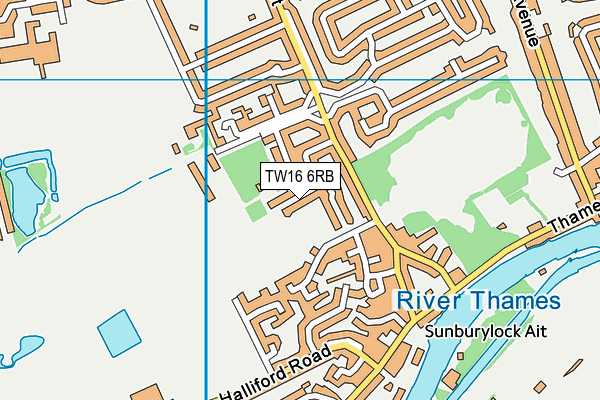 TW16 6RB map - OS VectorMap District (Ordnance Survey)