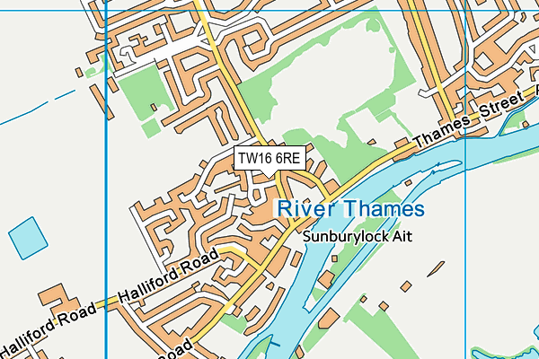 TW16 6RE map - OS VectorMap District (Ordnance Survey)