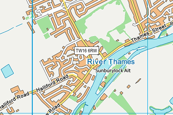 TW16 6RW map - OS VectorMap District (Ordnance Survey)