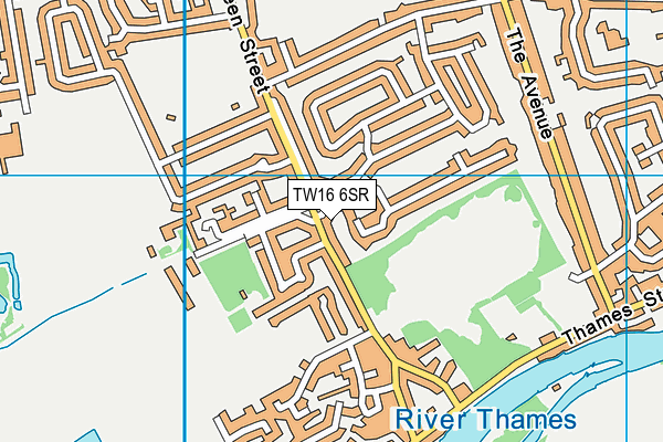 TW16 6SR map - OS VectorMap District (Ordnance Survey)