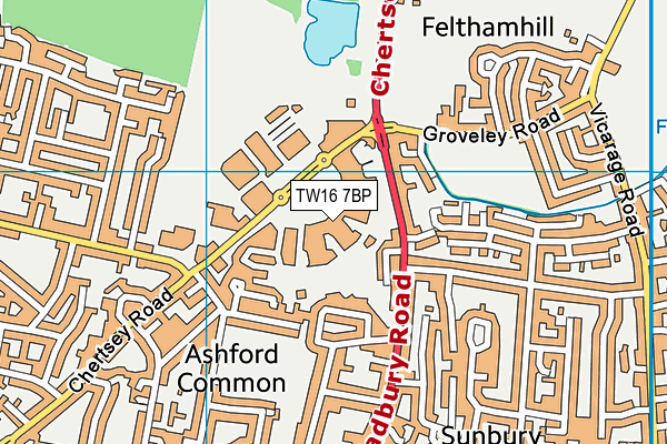 TW16 7BP map - OS VectorMap District (Ordnance Survey)