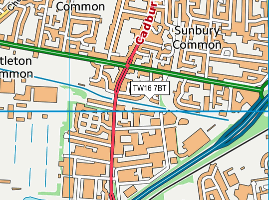 TW16 7BT map - OS VectorMap District (Ordnance Survey)