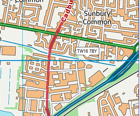 TW16 7BY map - OS VectorMap District (Ordnance Survey)