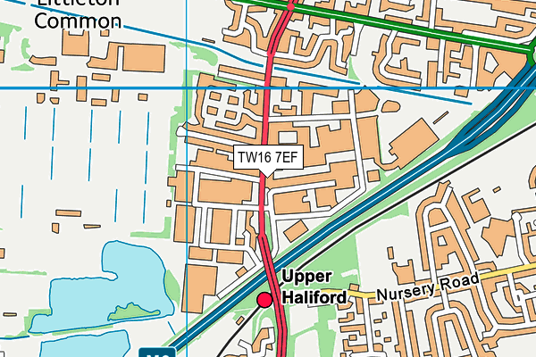 TW16 7EF map - OS VectorMap District (Ordnance Survey)
