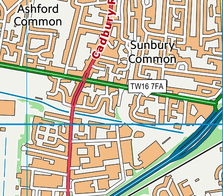 TW16 7FA map - OS VectorMap District (Ordnance Survey)