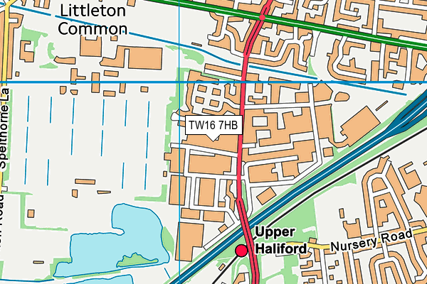 TW16 7HB map - OS VectorMap District (Ordnance Survey)