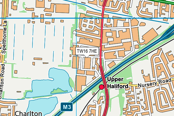 TW16 7HE map - OS VectorMap District (Ordnance Survey)