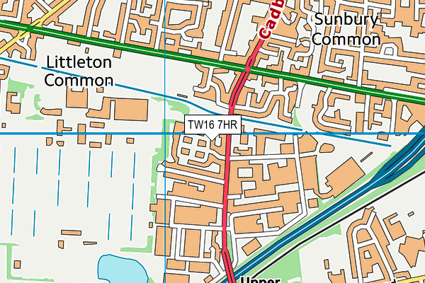 TW16 7HR map - OS VectorMap District (Ordnance Survey)