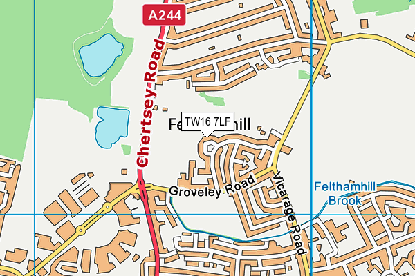 TW16 7LF map - OS VectorMap District (Ordnance Survey)