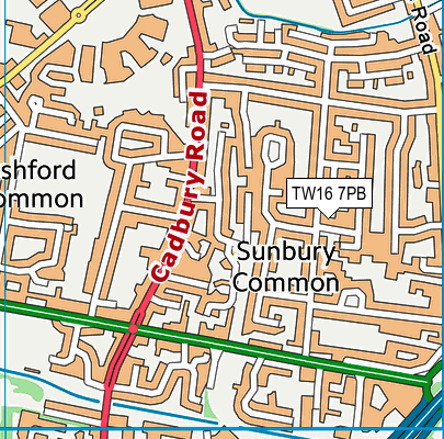 TW16 7PB map - OS VectorMap District (Ordnance Survey)