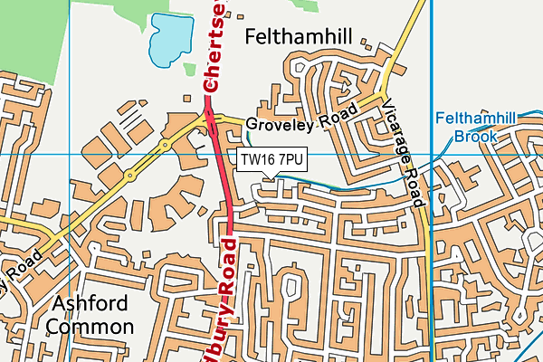 TW16 7PU map - OS VectorMap District (Ordnance Survey)