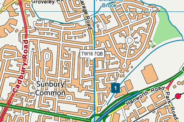 TW16 7QB map - OS VectorMap District (Ordnance Survey)