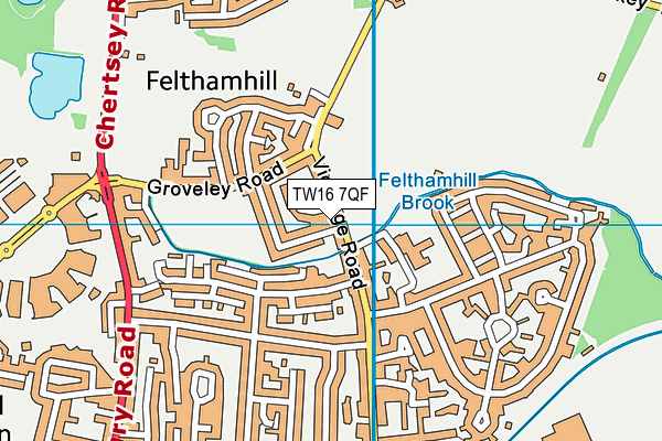 TW16 7QF map - OS VectorMap District (Ordnance Survey)