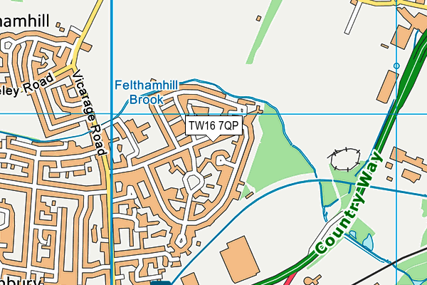 TW16 7QP map - OS VectorMap District (Ordnance Survey)
