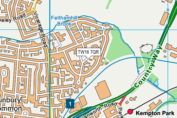 TW16 7QR map - OS VectorMap District (Ordnance Survey)