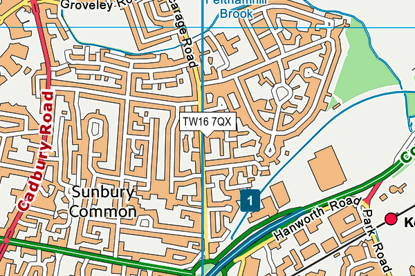 TW16 7QX map - OS VectorMap District (Ordnance Survey)