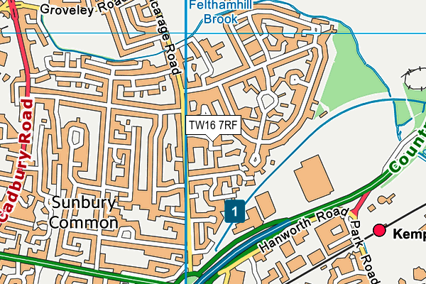 TW16 7RF map - OS VectorMap District (Ordnance Survey)