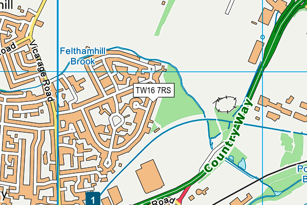 TW16 7RS map - OS VectorMap District (Ordnance Survey)