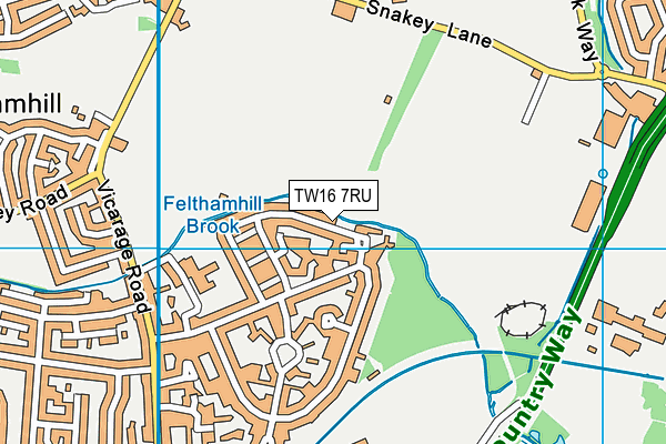 TW16 7RU map - OS VectorMap District (Ordnance Survey)