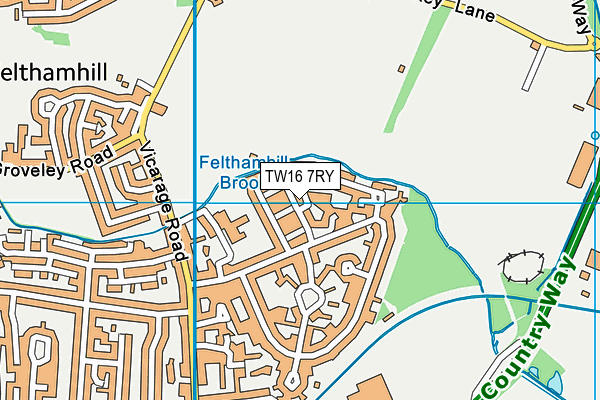 TW16 7RY map - OS VectorMap District (Ordnance Survey)