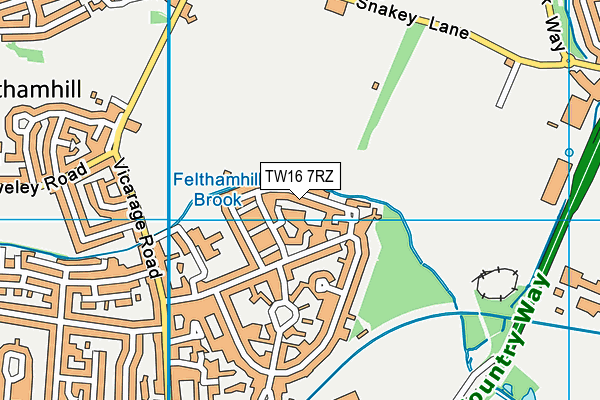 TW16 7RZ map - OS VectorMap District (Ordnance Survey)