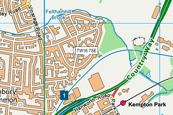 TW16 7SE map - OS VectorMap District (Ordnance Survey)