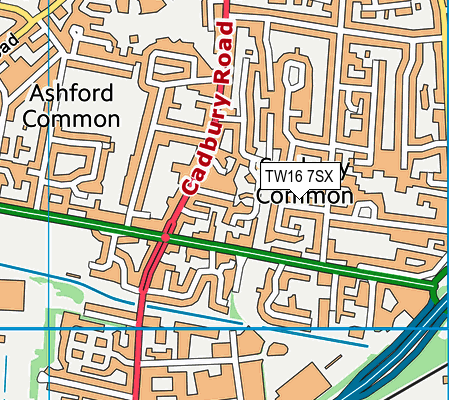 TW16 7SX map - OS VectorMap District (Ordnance Survey)