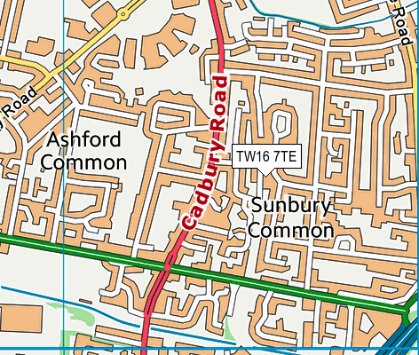 TW16 7TE map - OS VectorMap District (Ordnance Survey)