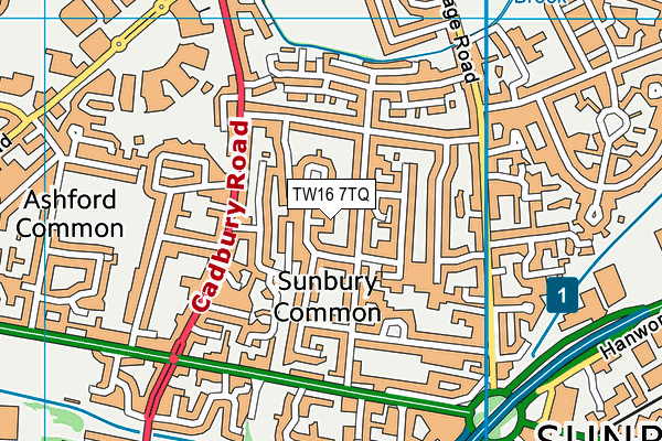 TW16 7TQ map - OS VectorMap District (Ordnance Survey)