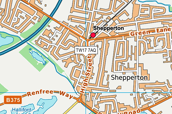 TW17 7AQ map - OS VectorMap District (Ordnance Survey)