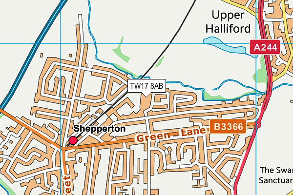 TW17 8AB map - OS VectorMap District (Ordnance Survey)