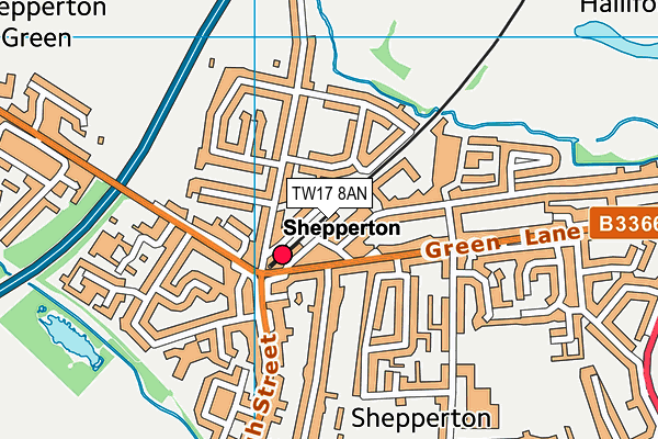 TW17 8AN map - OS VectorMap District (Ordnance Survey)